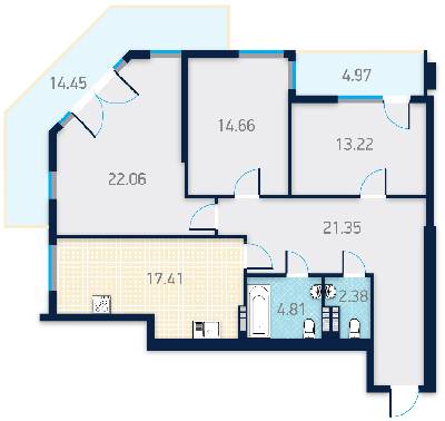 3-комнатная 102.8 м² в КД Spas Sky от 58 000 грн/м², Киев