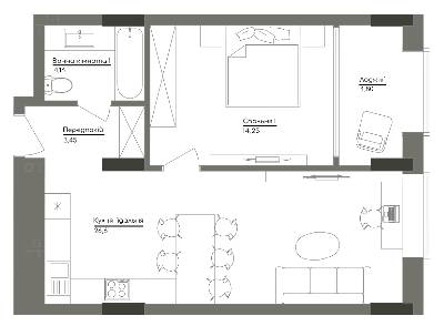 1-кімнатна 53.27 м² в ЖК Washington Concept House від 59 948 грн/м², Київ