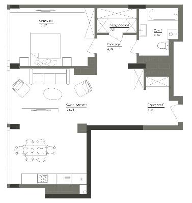 1-кімнатна 70.86 м² в ЖК Washington Concept House від 72 690 грн/м², Київ