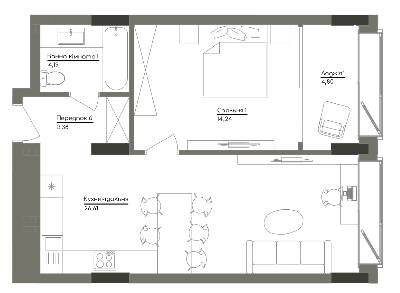 1-кімнатна 53.22 м² в ЖК Washington Concept House від 72 690 грн/м², Київ