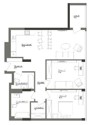2-кімнатна 88.08 м² в ЖК Washington Concept House від 49 200 грн/м², Київ