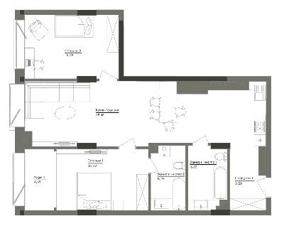 2-кімнатна 89.02 м² в ЖК Washington Concept House від 49 200 грн/м², Київ