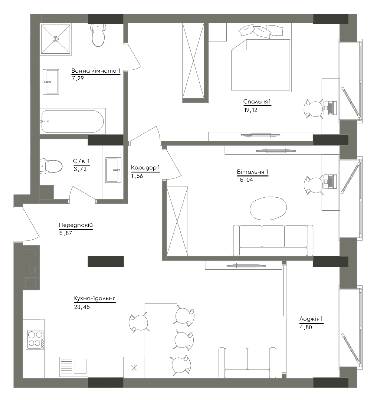 2-кімнатна 80.85 м² в ЖК Washington Concept House від 63 973 грн/м², Київ