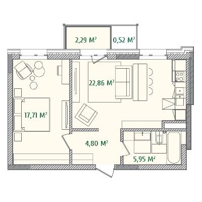 1-комнатная 54.3 м² в ЖК Illinsky House от 62 431 грн/м², Киев