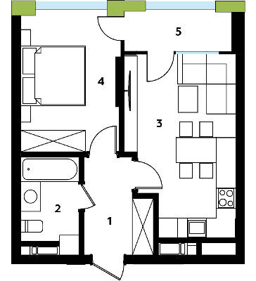 1-кімнатна 44.27 м² в ЖК Madison Gardens від 14 300 грн/м², м. Бровари