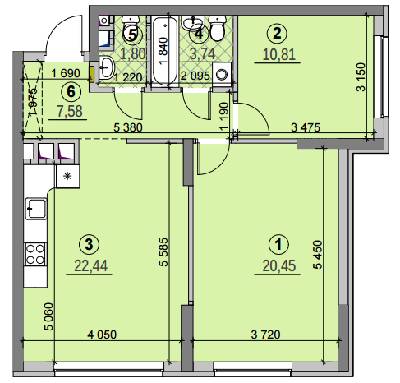 2-комнатная 66.59 м² в ЖК Галактика от 23 050 грн/м², Киев