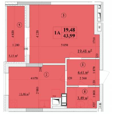 1-кімнатна 43.99 м² в ЖК Будинок на Волошина від 27 400 грн/м², Київ