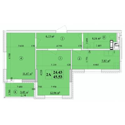 2-кімнатна 45.53 м² в ЖК Будинок на Волошина від 27 400 грн/м², Київ
