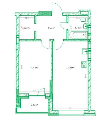 1-кімнатна 49.6 м² в ЖК Garden City Residence від 51 900 грн/м², Київ