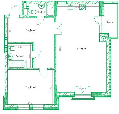 1-кімнатна 72.1 м² в ЖК Garden City Residence від 51 900 грн/м², Київ