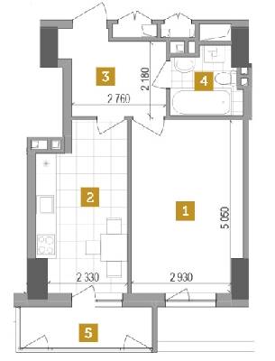 1-комнатная 42.6 м² в ЖК West House от 29 050 грн/м², Киев
