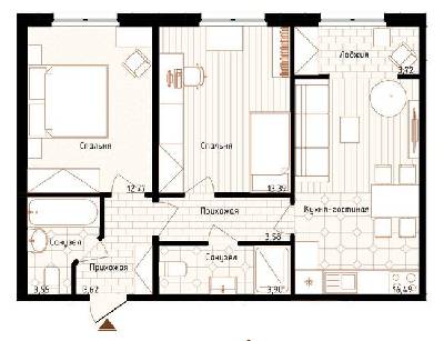 2-комнатная 61.02 м² в ЖК Новая Англия от 24 850 грн/м², Киев