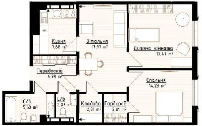 2-комнатная 77.43 м² в ЖК Новая Англия от 24 850 грн/м², Киев