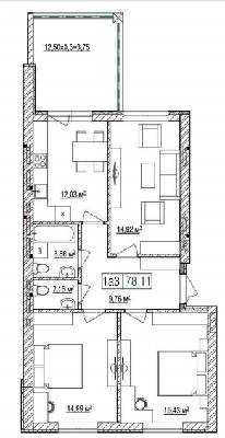 3-кімнатна 77.73 м² в ЖК Панорама від 17 000 грн/м², Київ