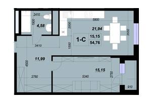 1-кімнатна 54.76 м² в ЖК ParkLand від 19 000 грн/м², Київ