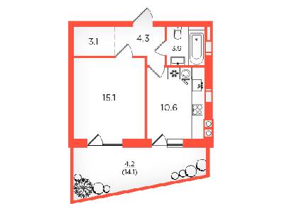 1-кімнатна 41.2 м² в ЖК Scandia від 17 200 грн/м², м. Бровари