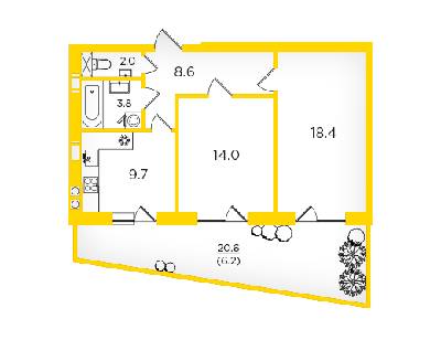 2-кімнатна 62.7 м² в ЖК Scandia від 13 000 грн/м², м. Бровари