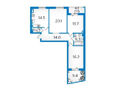 3-кімнатна 90.4 м² в ЖК Scandia від 16 500 грн/м², м. Бровари