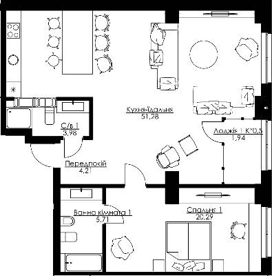 2-комнатная 87.41 м² в ЖК Resident Concept House от 68 900 грн/м², Киев