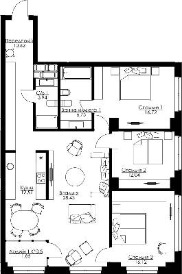 3-кімнатна 94.9 м² в ЖК Resident Concept House від 69 600 грн/м², Київ