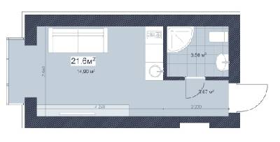 1-комнатная 21.6 м² в ЖК Sky Hill от 35 800 грн/м², Киев