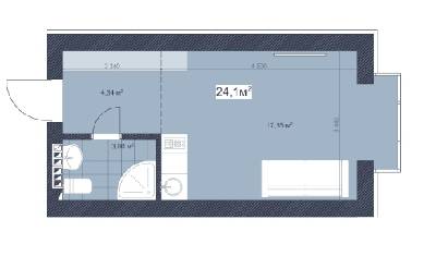 1-комнатная 24.1 м² в ЖК Sky Hill от 35 800 грн/м², Киев