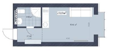 1-комнатная 23.6 м² в ЖК Sky Hill от 35 800 грн/м², Киев