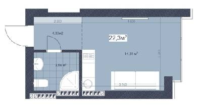 1-комнатная 22.3 м² в ЖК Sky Hill от 35 800 грн/м², Киев