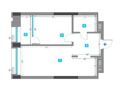 1-кімнатна 48.67 м² в ЖК Славутич від 28 050 грн/м², Київ