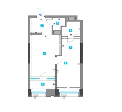 1-кімнатна 48.57 м² в ЖК Славутич від 28 050 грн/м², Київ