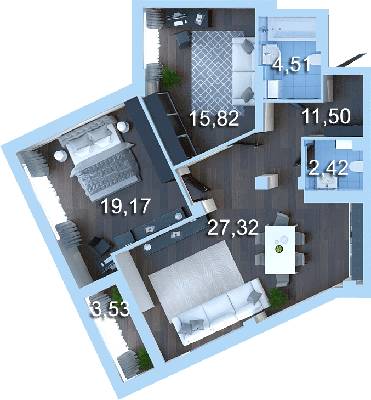 2-комнатная 82.7 м² в ЖК Новопечерська Вежа от 42 839 грн/м², Киев