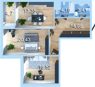 2-комнатная 81.9 м² в ЖК Новопечерська Вежа от 47 530 грн/м², Киев