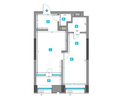 1-кімнатна 48.57 м² в ЖК Славутич від 28 050 грн/м², Київ