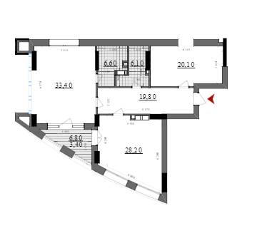2-кімнатна 117.6 м² в ЖК A52 від 45 350 грн/м², Київ