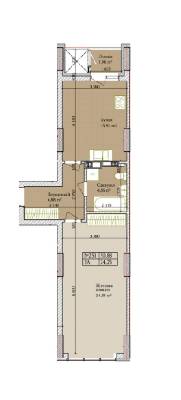 1-кімнатна 50.88 м² в ЖК Багговутівський від 25 000 грн/м², Київ