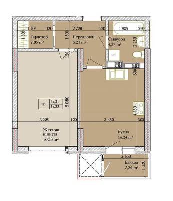 1-кімнатна 45.31 м² в ЖК Багговутівський від 25 000 грн/м², Київ