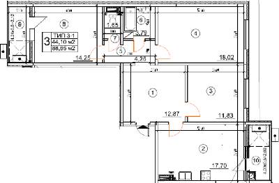 3-кімнатна 88.65 м² в ЖК Квартал Тарасівський від 16 650 грн/м², с. Тарасівка