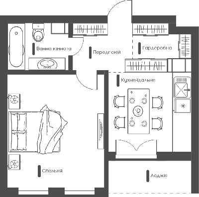 1-комнатная 40.93 м² в ЖК Happy House от 31 950 грн/м², Киев