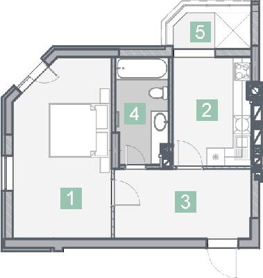 1-комнатная 46.06 м² в КД На Радистов от 27 000 грн/м², Киев