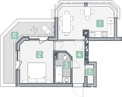 1-комнатная 54.83 м² в КД На Радистов от 26 000 грн/м², Киев