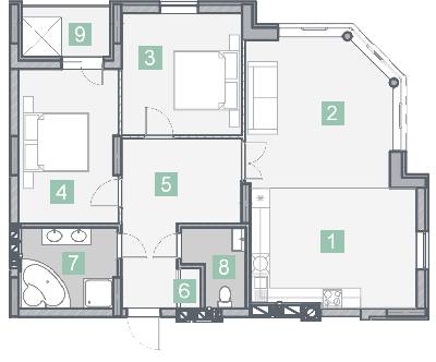 3-комнатная 93.42 м² в КД На Радистов от 30 000 грн/м², Киев