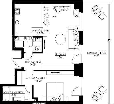 2-комнатная 77.01 м² в ЖК Resident Concept House от 84 300 грн/м², Киев