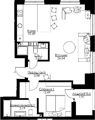 2-комнатная 64.2 м² в ЖК Resident Concept House от 25 025 грн/м², Киев