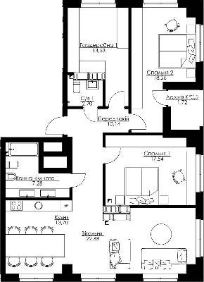 3-кімнатна 107.56 м² в ЖК Resident Concept House від 55 650 грн/м², Київ