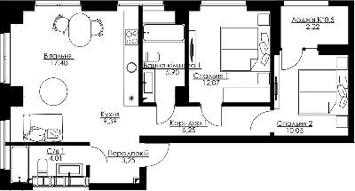 3-кімнатна 70.54 м² в ЖК Resident Concept House від 55 650 грн/м², Київ