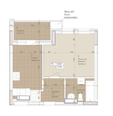 1-комнатная 36.83 м² в ЖК Дніпровська Мрія от 24 000 грн/м², Киев
