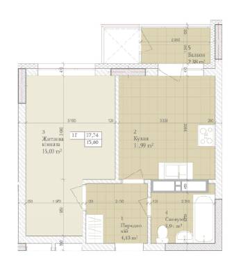 1-комнатная 37.74 м² в ЖК Дніпровська Мрія от 25 000 грн/м², Киев