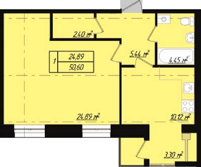 1-кімнатна 50.6 м² в ЖК Тріумф Софіївський від забудовника, с. Щасливе