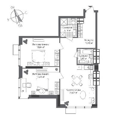 2-комнатная 84 м² в ЖК RiverStone от 45 494 грн/м², Киев