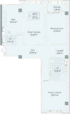 3-комнатная 127.96 м² в ЖК Бульвар Фонтанов от 71 280 грн/м², Киев
